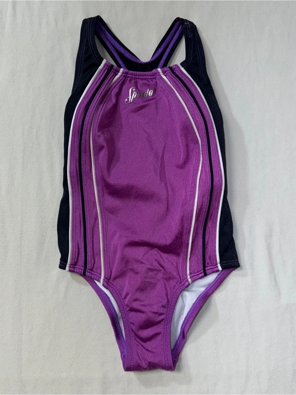 Speedo Purple Full One Piece Swimsuit Bathing suit Girls 5 Swim Beach Pool Team
